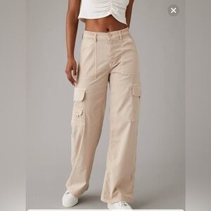 American Eagle Outfitters Tan Dreamy Drape Wide Leg Pants